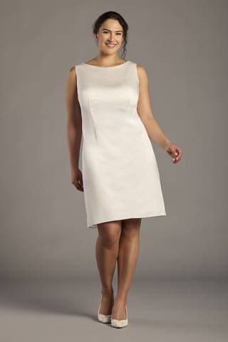 Picture of Satin Boatneck Mini Dress with Removable Scarf